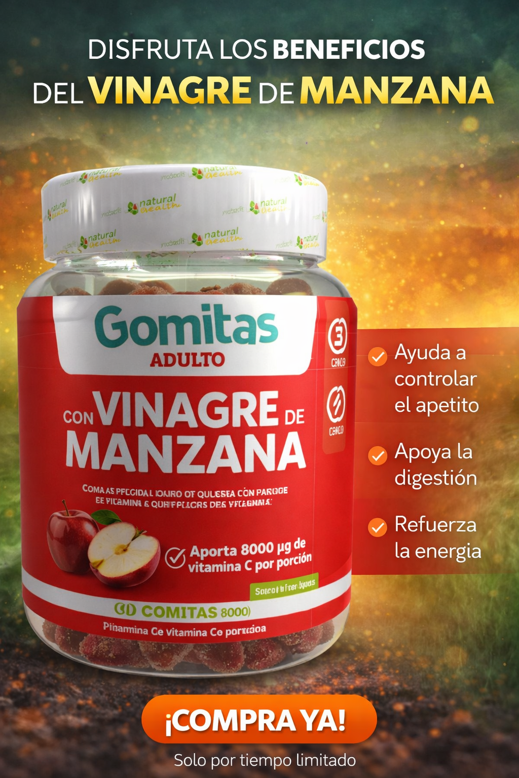 Gomitas vinagre de Manzana x 60 registro INVIMA