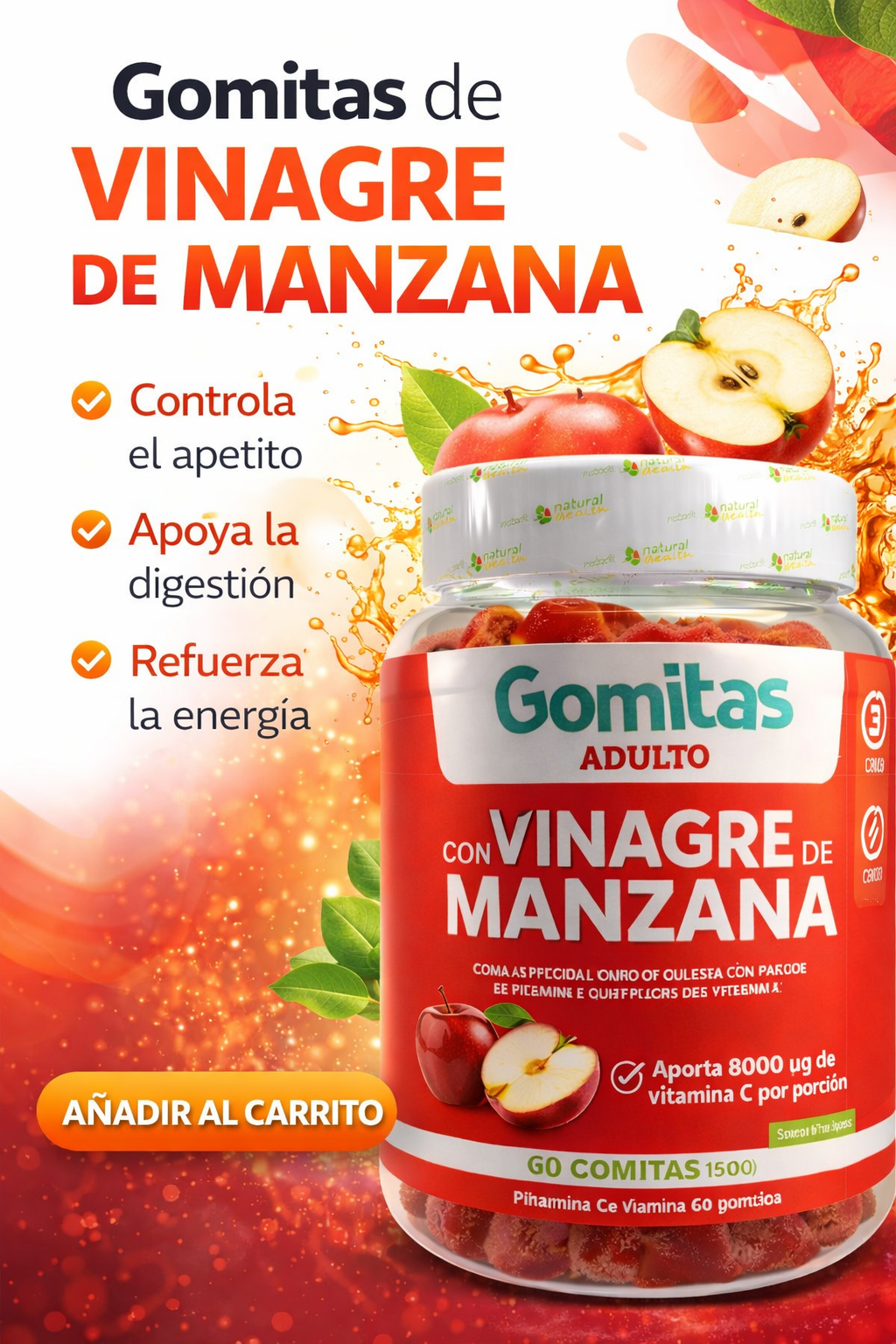 Gomitas vinagre de Manzana x 60 registro INVIMA