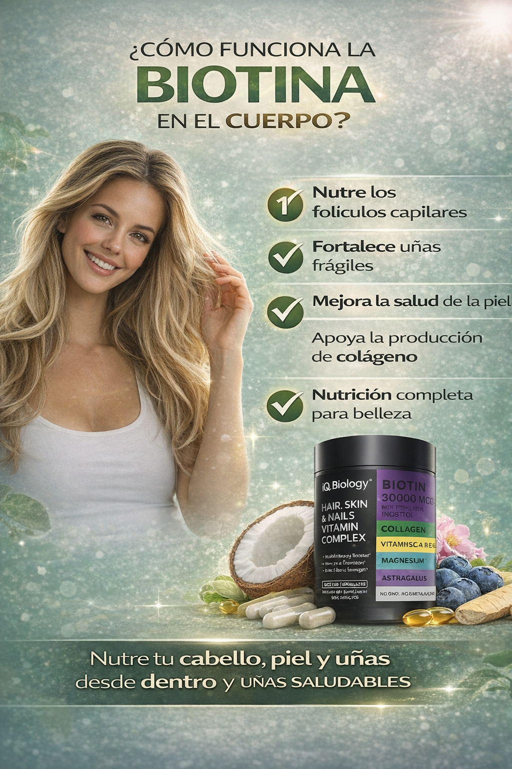 IQ Biology Cologeno y vitaminas para el cabello